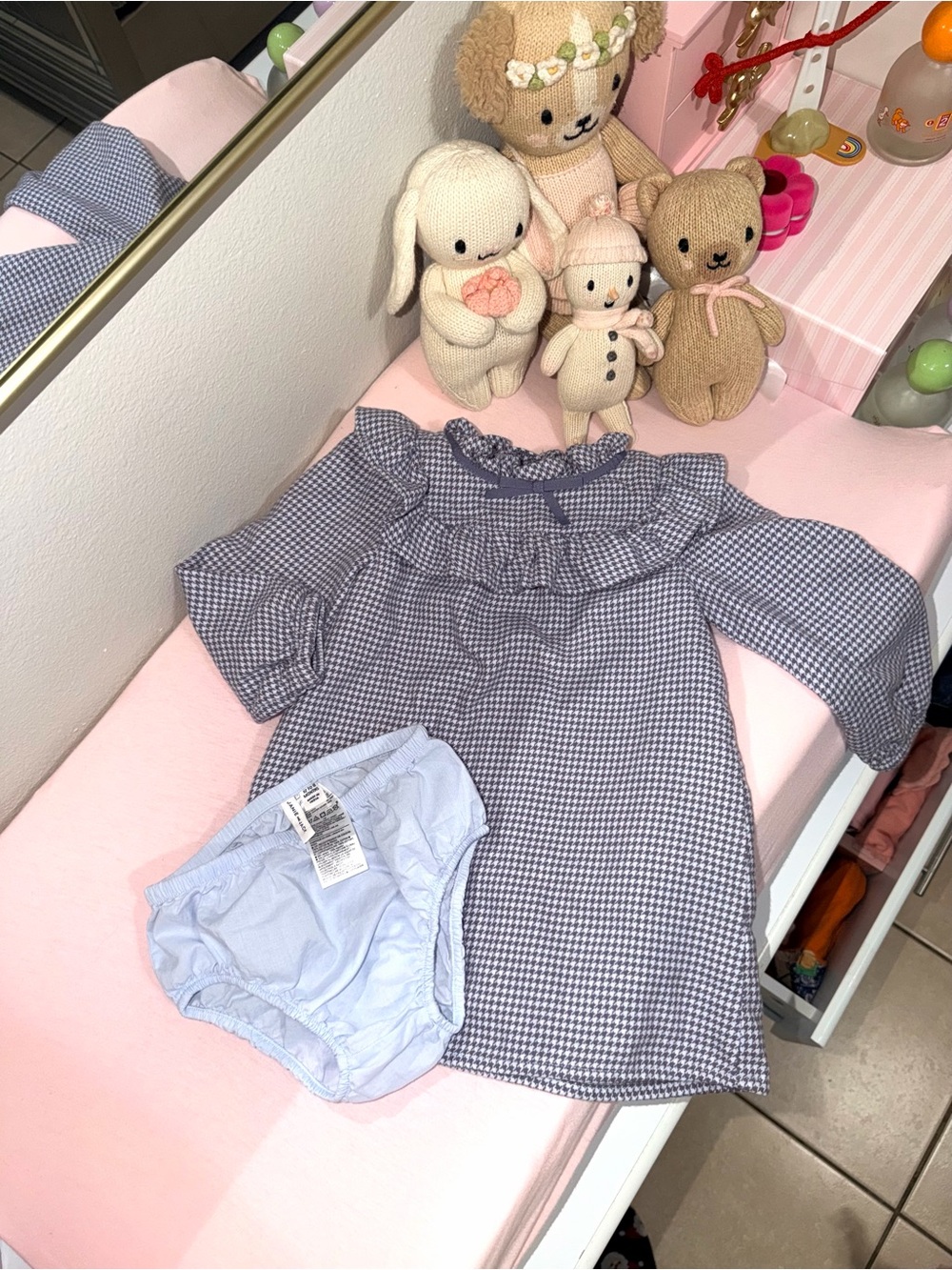 Janie and Jack Blue Gingham Ruffle Dress with Bloomers